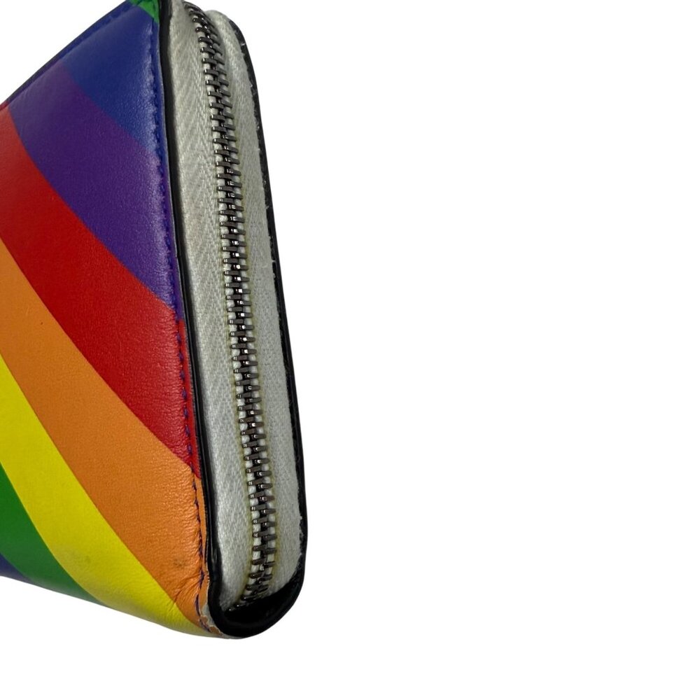 BALENCIAGA Smooth Calfskin Logo Rainbow Ville Continental Zip Around Wallet - Picture 10 of 12